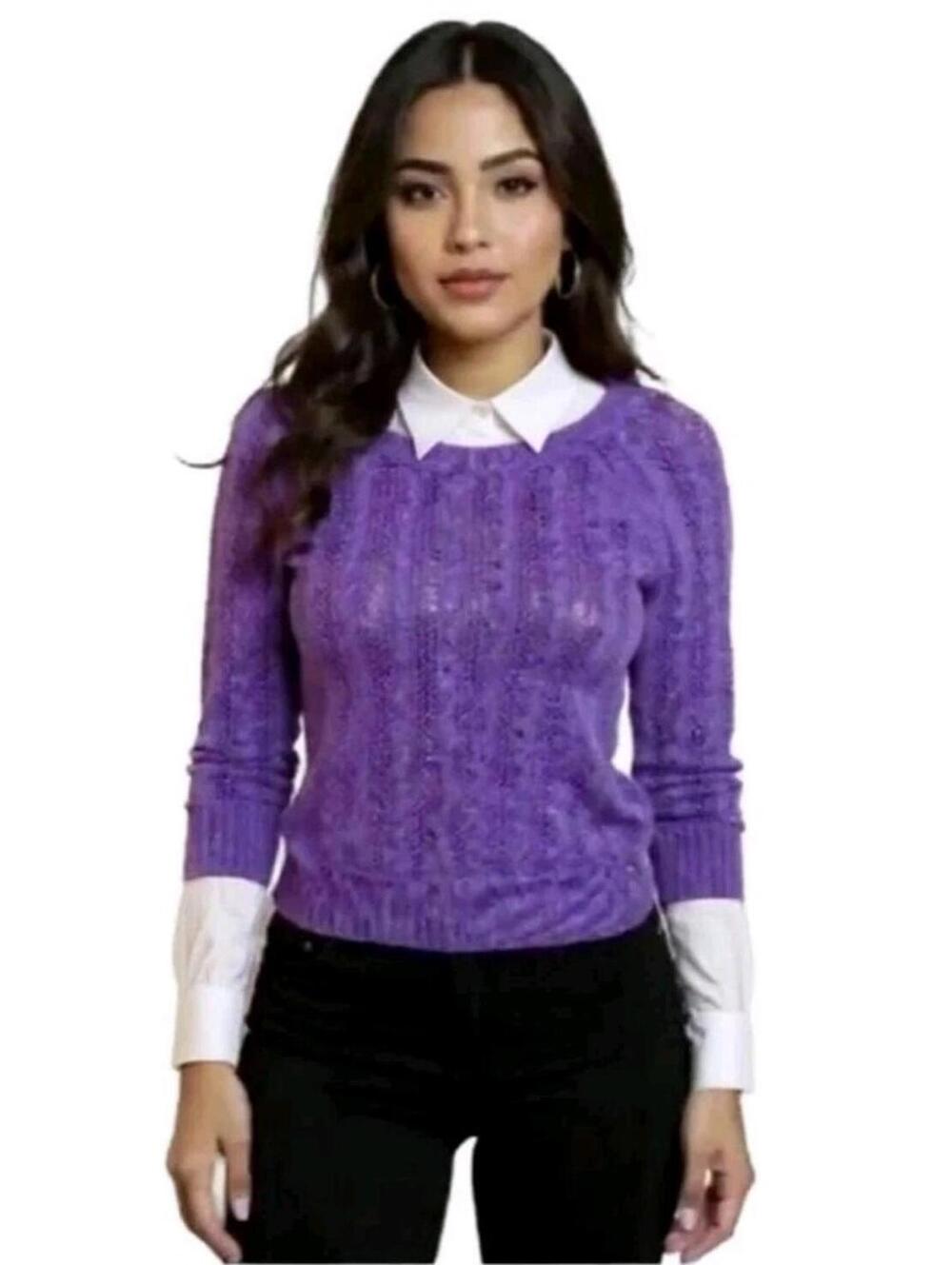 American Eagle Purple Cable Knit Sweater XS